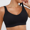 Adjustable Wide Strap Sports Bra - Black